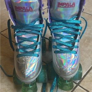 Impala Holographic Roller Skates with Teal Laces